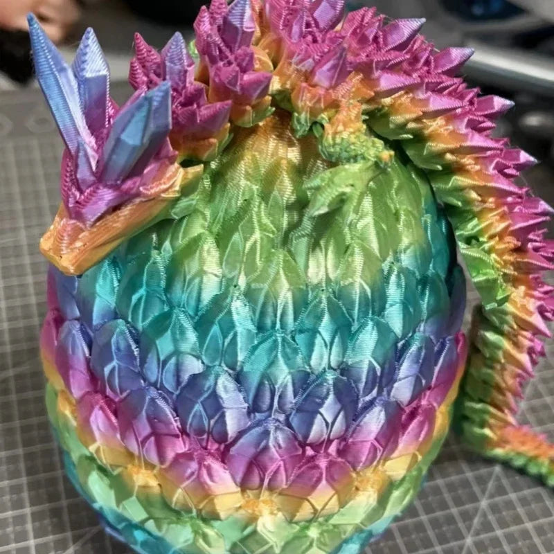 3D Printed 12inch Crystal Dragon with Egg Dinosaur NeaYear Fidget Toy Gifts for Adults Easter Basket Stuffers