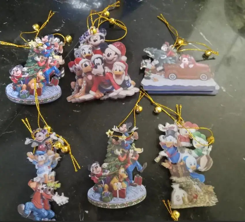 Disney Cartoon Mickey Mouse Minnie Anime Figures Christmas Decoration Acrylic Christmas Tree Acrylic Plane Pendant Kids Toys