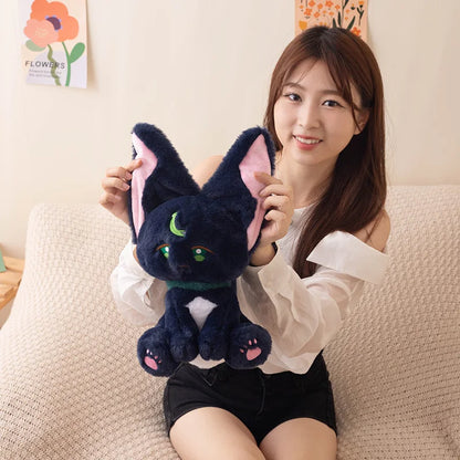 Game Genshin Black Cat Fluffy Impact Wanderer Pet Plush Toy Scaramouche Cat Cosplay Doll Soft Stuffed Pillow Christmas Gift