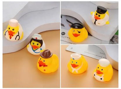 1pcs Baby Cute Duck Bath Toys Rubber Yellow Ducks Washing Swimming Toddler Toys Squeeze Sound Kids Wash Play Funny Gift