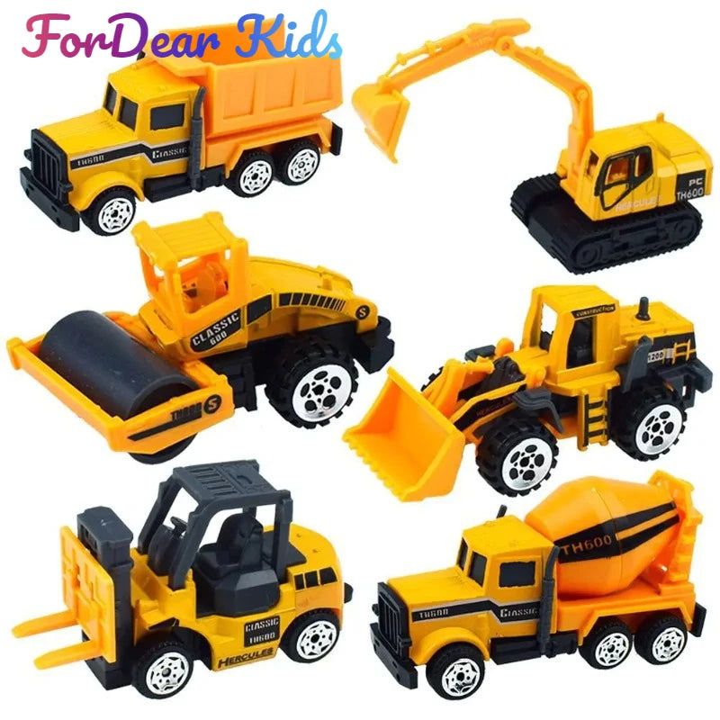 1Pc Children Car Toys Alloy Fire Truck Police Car Excavator Diecast Construction Engineering Vehicle Toys For Boys Gift