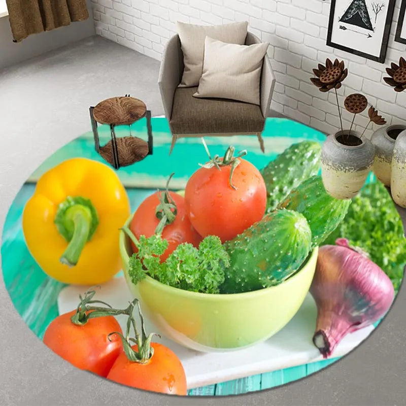 Vegetables Fruit Broccoli 3D Round Carpets Floor Mats Bathroom Mat Home Decoration Kitchen Rugs Living Room Rug Non-slip Rugs