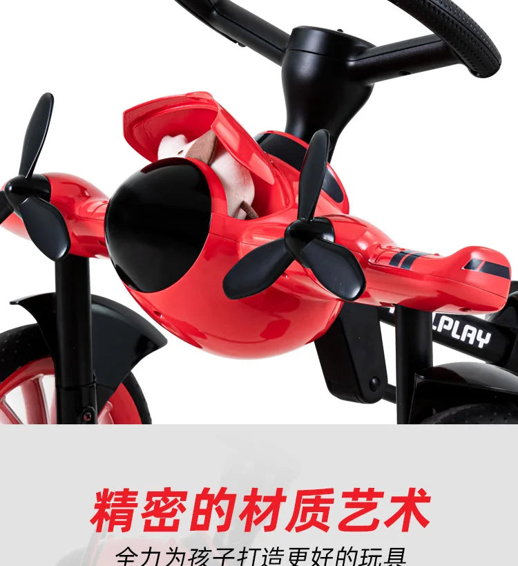 Simulation Model Folding Airplane Pedal Drift Bike Rotatable Propeller Children&