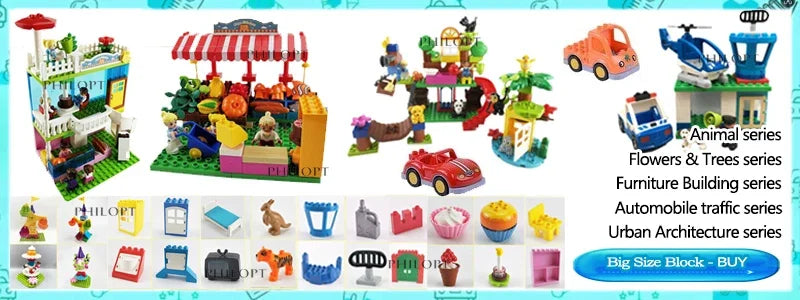 Big Particles Building Blocks Castle Scene Accessories Houses Roof Wall Compatible Large Bricks Educational Toys For Kids Gifts