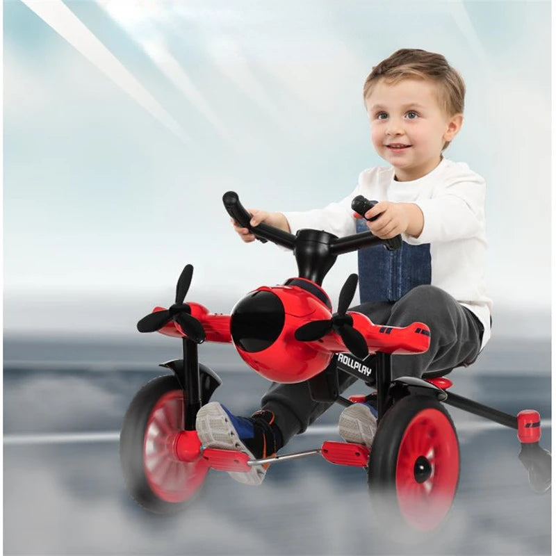 Simulation Model Folding Airplane Pedal Drift Bike Rotatable Propeller Children&