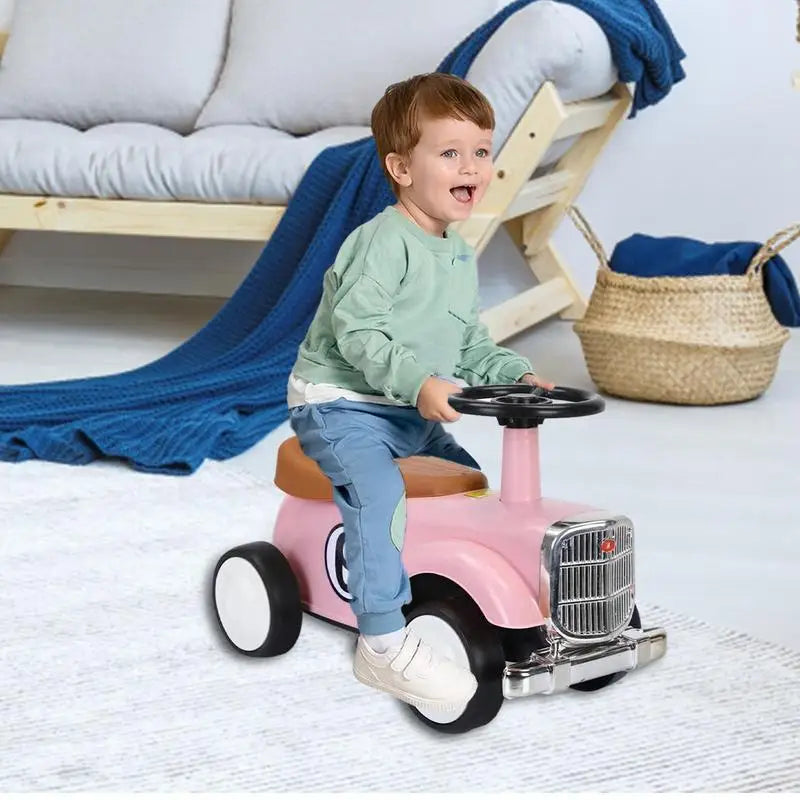 Toddler Ride On Car Vintage Toddler Car Ride On Cars With Limited Steering Wheels And Anti-Rollover Wheels Driving Car Toy