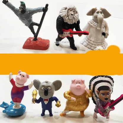 10cm Cartoon animal SING Reese rosita  action figure Doll hard PVC collection toy each one has a special function