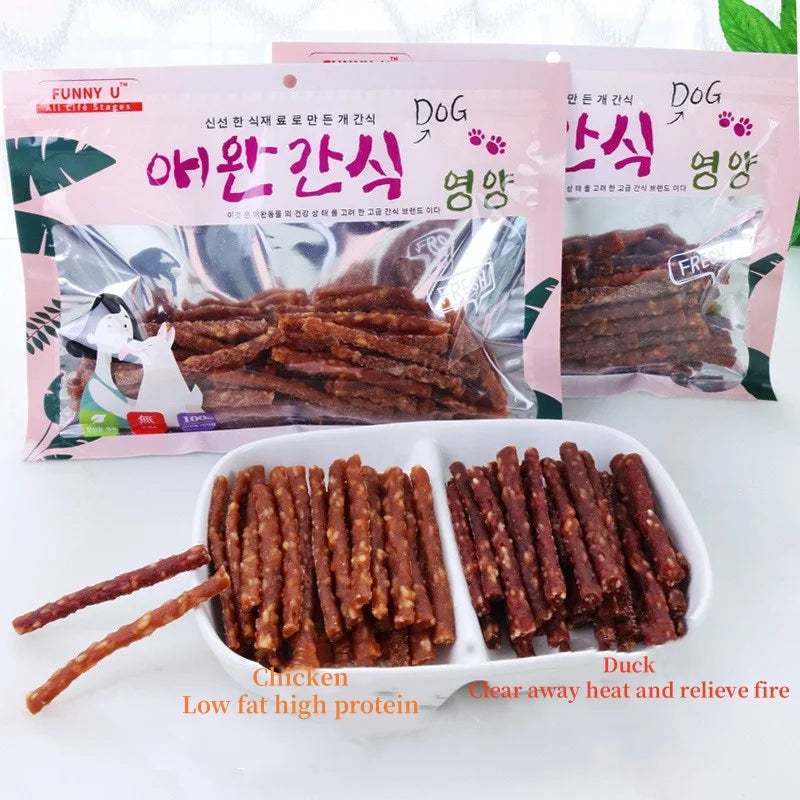 Pet Food Dog Snacks Rice Stick Chicken Duck Strips Jerky Meat Strips Dog Grinding Teeth Bone Stick 300g For Dog Feed Dog Treats