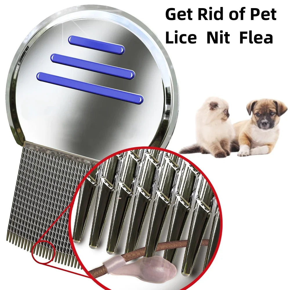 Stainless Steel Flea Comb Dogs  Lice Combs and Head Lice Nit Comb Flea Combs for Dog Cat Kid Adult Threaded Comb Grooming Tooth