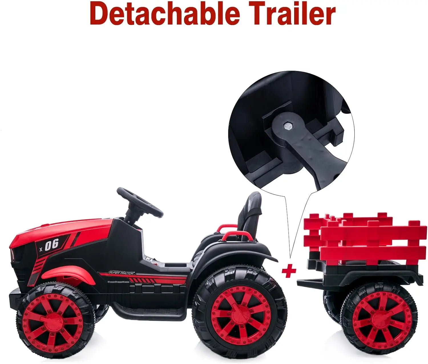 12V Kids Ride On Tractor Toys Trailer Kids Electric Car Toy Tractor With Remote Control 35W Dual Motor Ride 6 Wheels Boys Girls