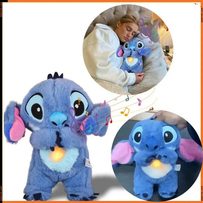 Stitch Doll Toys Baby Breathing Bear Plush Soothing Doll Soothing Music Sleeping Companion Sound And Light Plush Toys Kids Gift