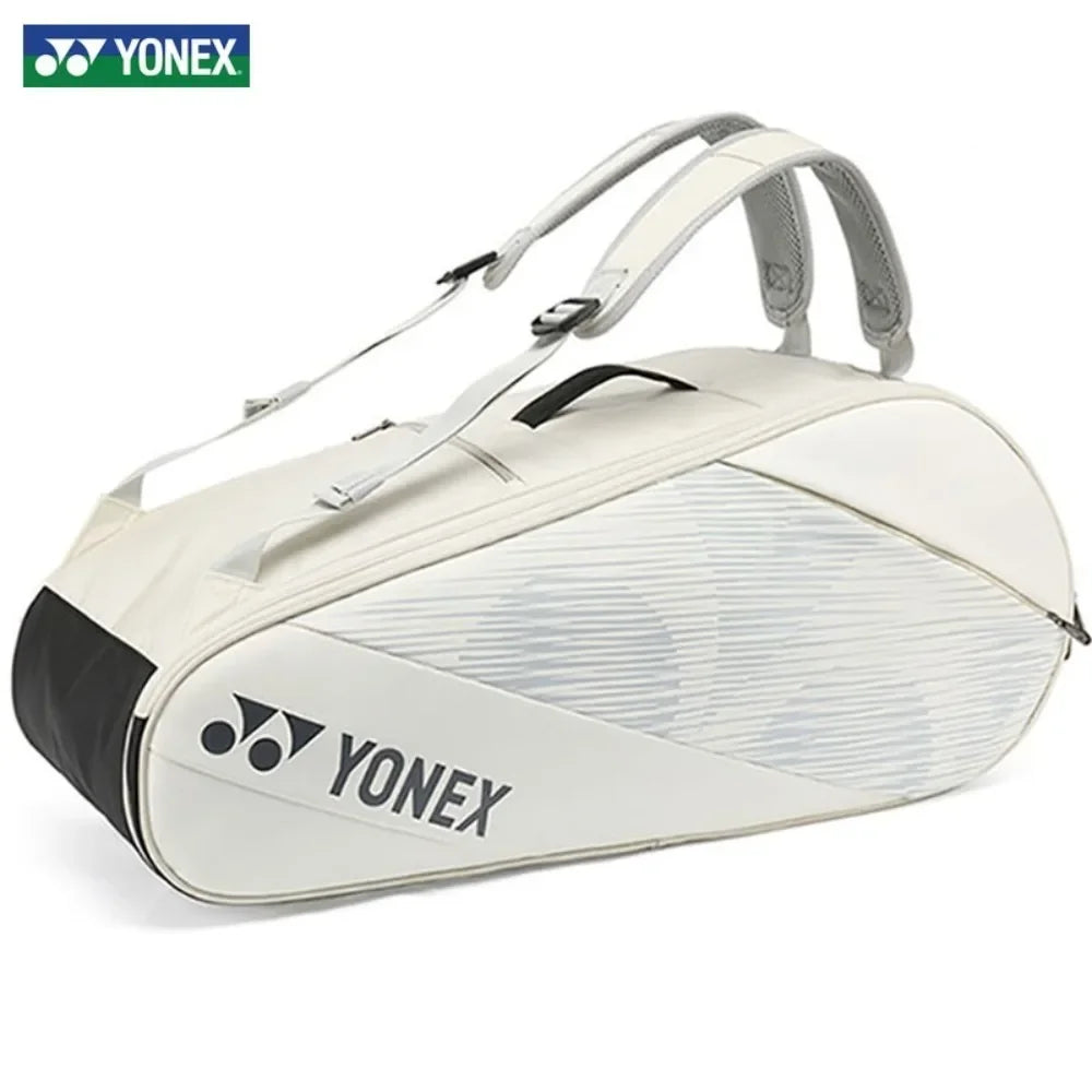 Yonex-Genuine Badminton Racket Bag, PU Sports Tennis Backpack, Portable, Large Capacity, Holds 8 Rackets with Shoes Pocket