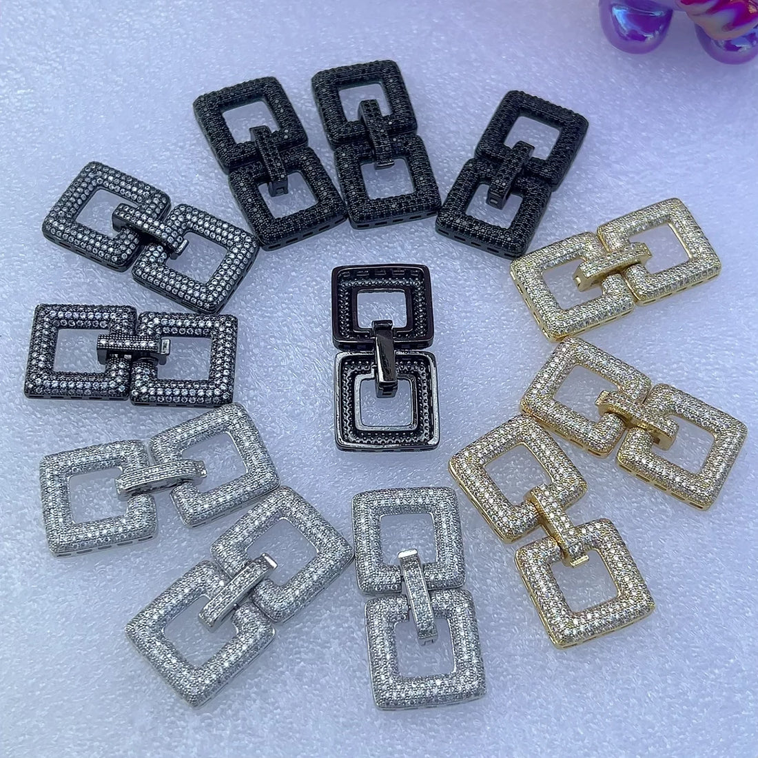 1 Pcs Wholesale Micro-set Square Necklace Bracelet Clasp Jewelry Accessories Full Zirconium Connecting Clasp DlY Accessories