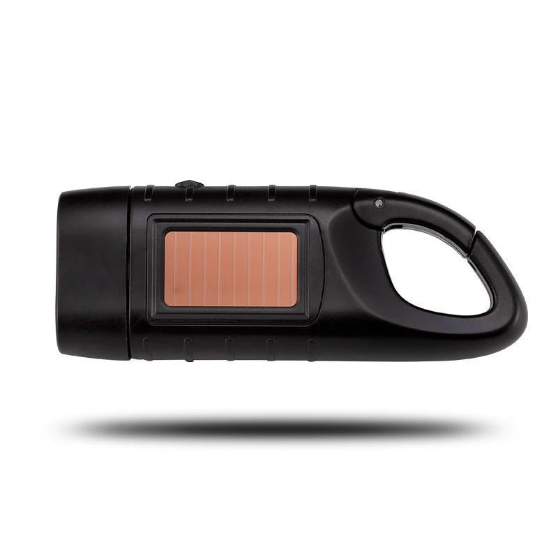 LED Flashlight Hand Crank Solar Powered Rechargeable Survival Gear Self Powered Charging Torch Dynamo for Fishing Boating Hiking