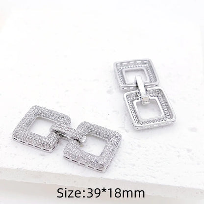 1 Pcs Wholesale Micro-set Square Necklace Bracelet Clasp Jewelry Accessories Full Zirconium Connecting Clasp DlY Accessories