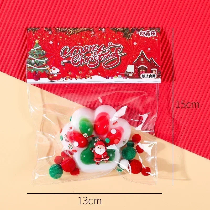 Christmas Cute Cat Paw Mochi Squishy Fidget Toys Plush Sensory Silicone Slow Rebound Pinch Decompression Toy Stress Release Toys