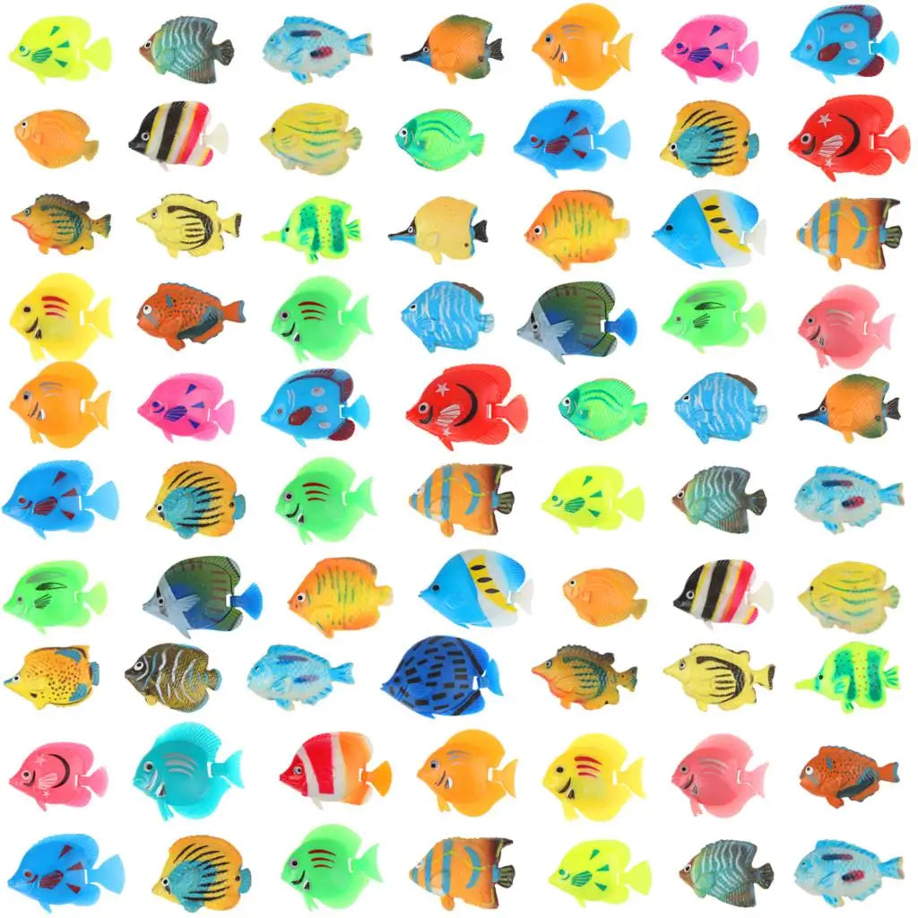 20Pcs Tropical Fish Figure Play Set with Plastic Fish Toys Fake Small Plastic Fish Assorted Fishes Baby Bath Toy