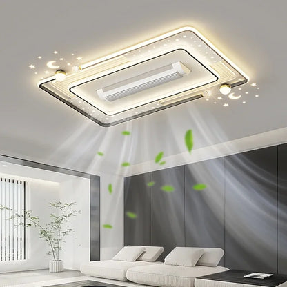 Decorative Vaneless Fan Ceiling Light Modern Remote Control LED Fan Lamps Living Dining Room Bedroom Lighting Fixture