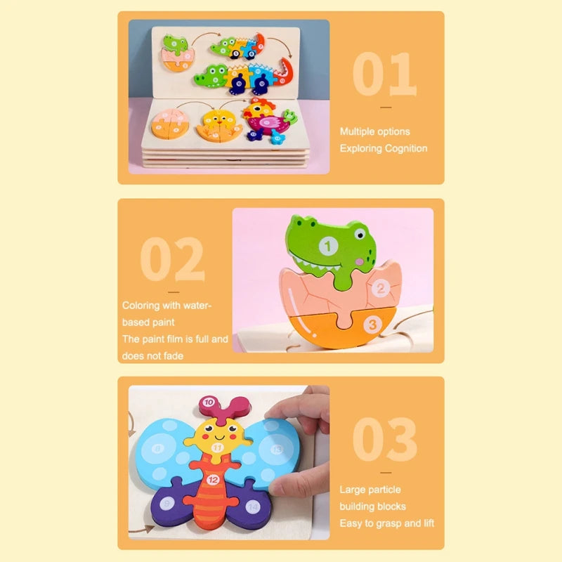 Baby Puzzle Toys Name Puzzle With Animals Sorter Early Learning Wooden Jigsaw Alphabet Puzzles Preschool Educational Infant Gift