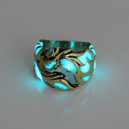 2024 Fashion Luminous Dragon Rings Gothic Adjustable Men Stainless Steel Rings Unique Boys Jewellery Vintage Halloween Anillos