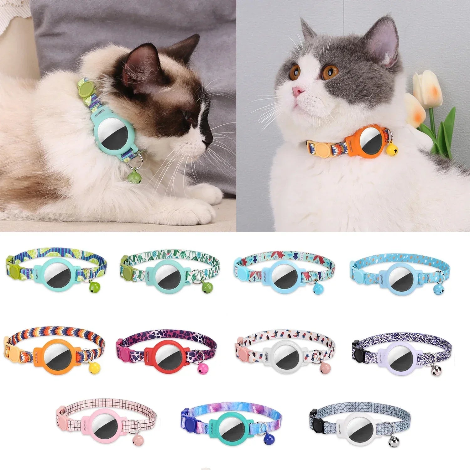 Pink Cat Collar for Airtag Silicone Pet Collar Personalized Necklace for Kitten Puppy with Bell Without Airtag Pet Accessories