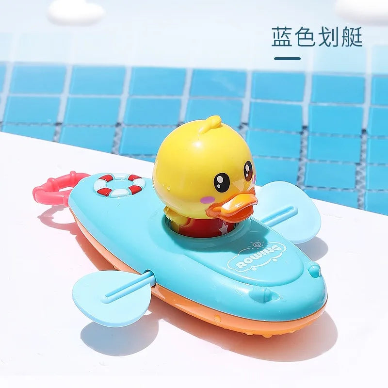 Children Bath Playing Toys For Swimming Bathtub Pool Duck Toy  Floating Ducklings Toy Little Yellow Duck Boating to Wash Toys