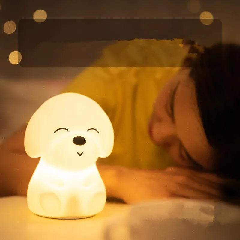 Dog LED Night Light Touch Sensor Dimmable Timer Rechargeable Bedroom Silicone Puppy Lamp for Children Baby Toy Gift lamp