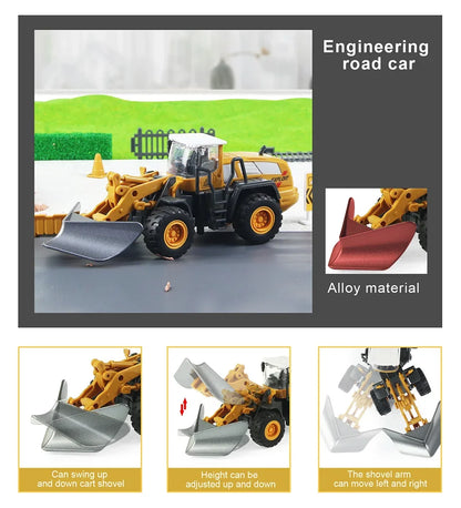 ﻿9 Styles Alloy Engineering Diecast Truck Tractor Loader Crane Excavator Toys Construction Model Vehicle Toy Car for Boys Gifts