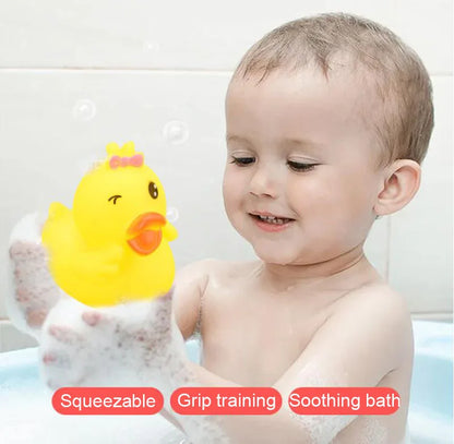 1pcs Baby Cute Duck Bath Toys Rubber Yellow Ducks Washing Swimming Toddler Toys Squeeze Sound Kids Wash Play Funny Gift