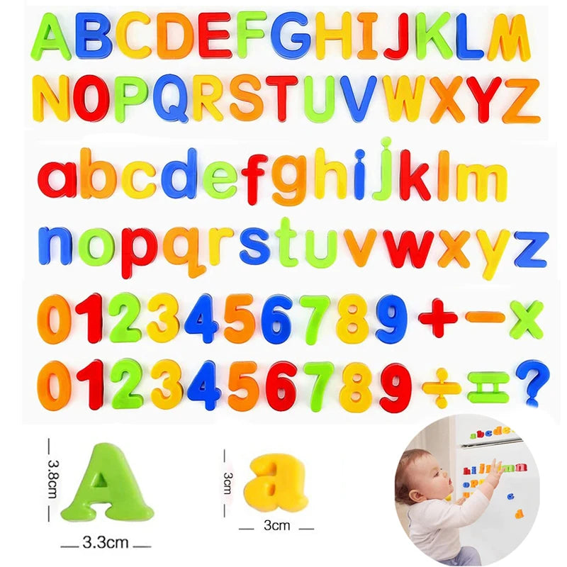 26 Magnetic Letters Plastic Refrigerator Stickers Uppercase Lowercase Numbers Toddlers Learn To Spell Count Educational Toys