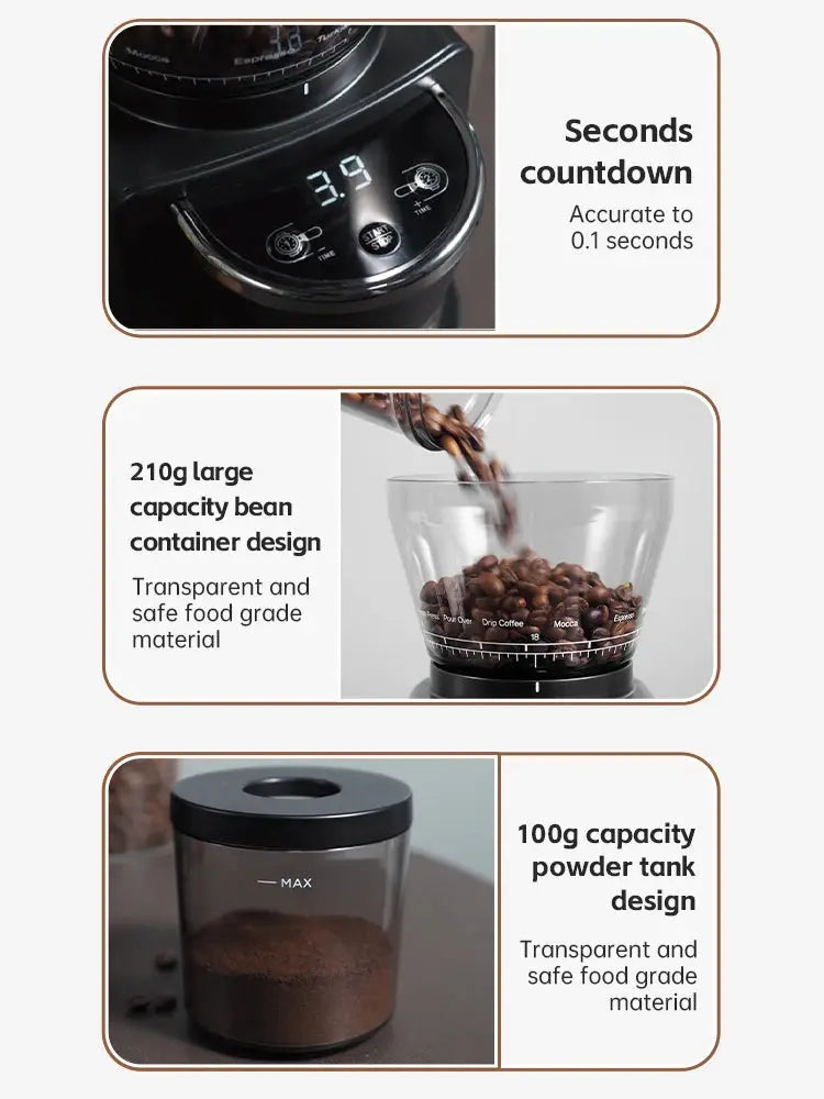 HiBREW Automatic Burr Mill Electric Coffee Grinder with 34 Gears for Espresso American Coffee Pour Over Visual Bean Storage G3