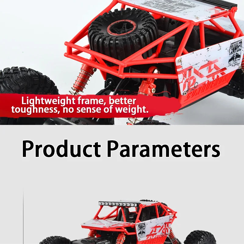 Remote Controlled Monster Truck, 2.4GHz 4WD Off-road RockTracked Vehicle, 1:16 All Terrain Rechargeable Electric Toy  Gifts