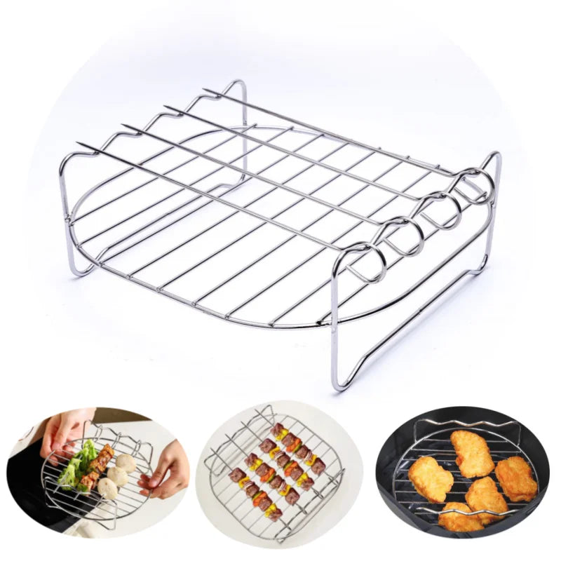 Air Electric Fryer Accessories Stainless Steel Double Layer Grill Rack Steam Rack Air Fryer Rack