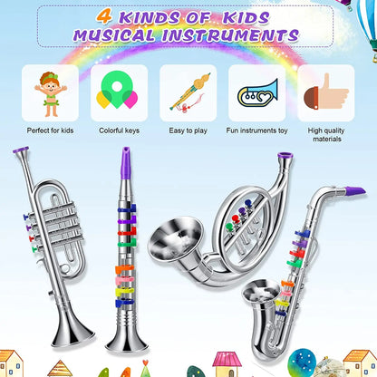 Classical Clarinet Trumpet Saxophone Imitation Musical Instrument Toys Boys Girl Early Education Learning Tool for Kids Children