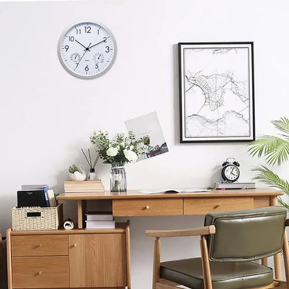 Outdoor Clock Decorative Round Clock With Thermometer and Humidity Large Wall Clocks Waterproof Elegant Retro Silent Clock