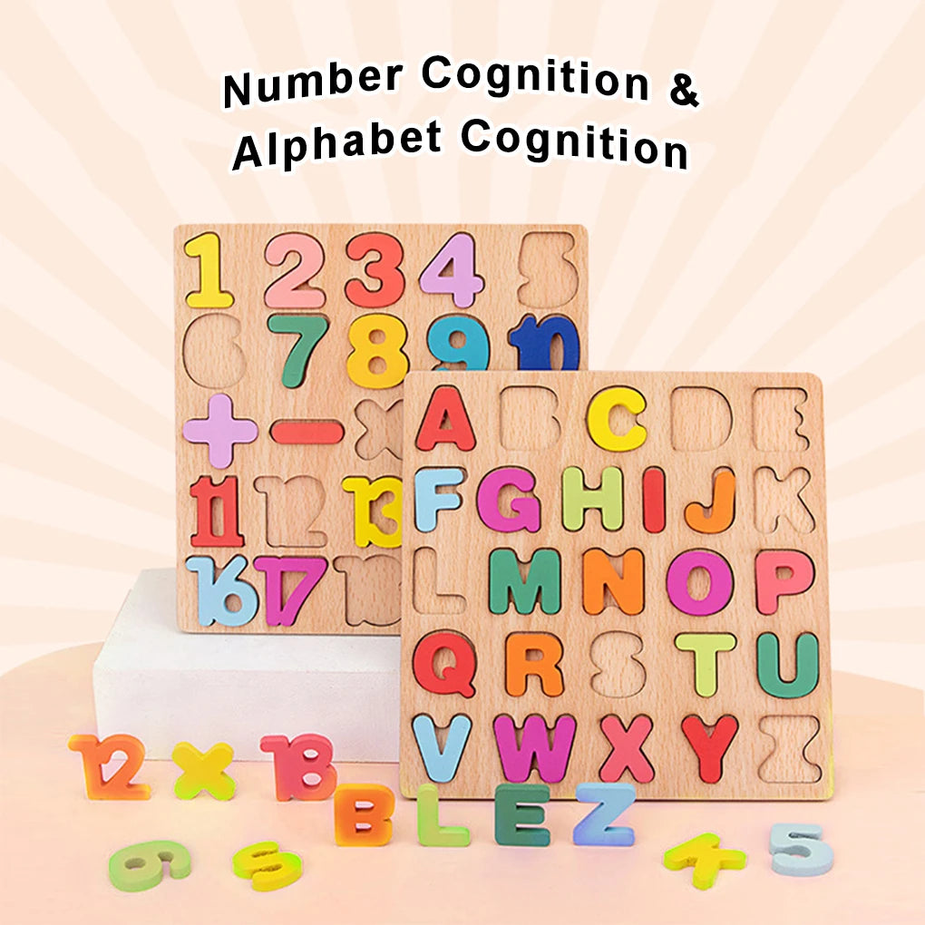 Toys Wooden Kids Learning Number Alphabet Toddlers Educational Board