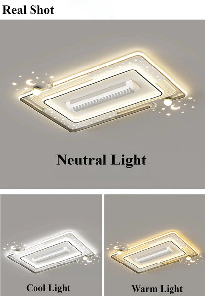 Decorative Vaneless Fan Ceiling Light Modern Remote Control LED Fan Lamps Living Dining Room Bedroom Lighting Fixture