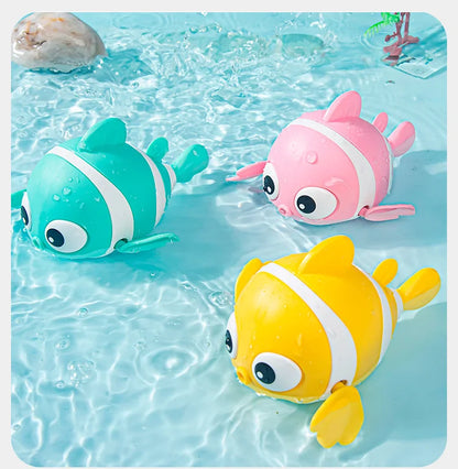 Baby Bath Toys Cute Swimming Fish Cartoon Animal Floating Wind Up Toys Water Game Classic Clockwork Toys For Toddlers