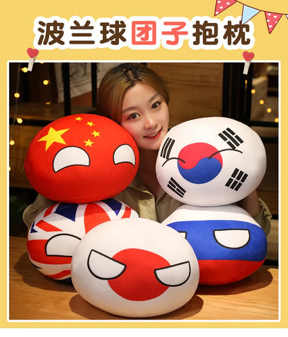 10-40cm Kawaii Countryball Plush Toy Stuffed Polandball UN USA USSR FRANCE RUSSIA UK JAPAN EU CANANDA ITA RU Sofa Pillow Pendant