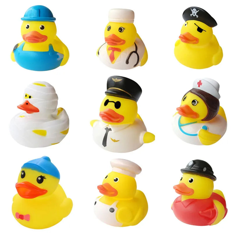 1pcs Baby Cute Duck Bath Toys Rubber Yellow Ducks Washing Swimming Toddler Toys Squeeze Sound Kids Wash Play Funny Gift