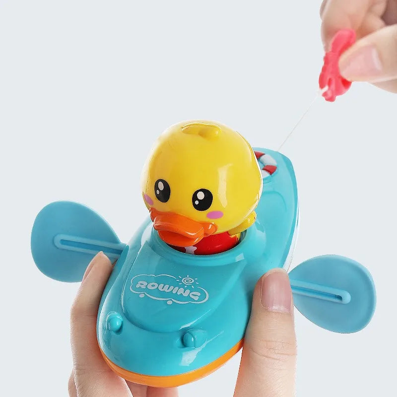 Children Bath Playing Toys For Swimming Bathtub Pool Duck Toy  Floating Ducklings Toy Little Yellow Duck Boating to Wash Toys