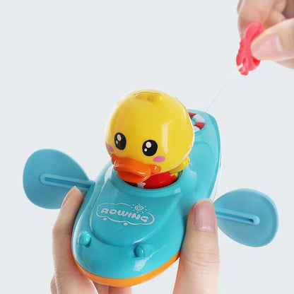 Children Bath Playing Toys For Swimming Bathtub Pool Duck Toy  Floating Ducklings Toy Little Yellow Duck Boating to Wash Toys