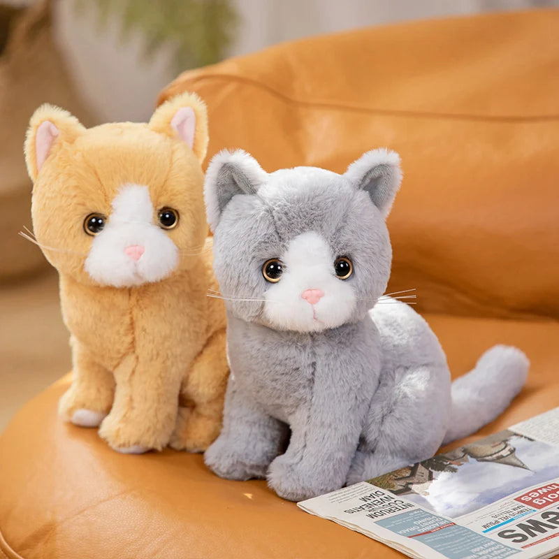 26cm Simulation Grey White Black Cat Plush Toy Cartoon Sitting Lifelike Kitten Animal Cats Artificial Touch Doll Gift for Kids