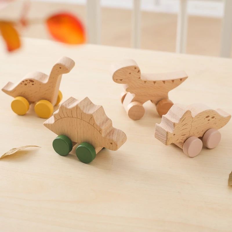 Wooden Baby Dragging Stars Moon Surround Car Beech Baby Toys Car Montessori Toys Hand Coordination Toy Handmade Decoration Gifts