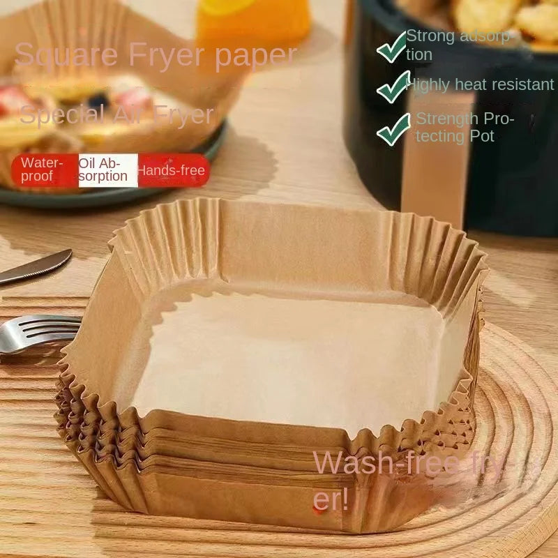 50-100Pcs Air fryer Baking Paper for Barbecue Plate square Oven Pan Pad 16-23cm AirFryer Oil-Proof Disposable Paper Liner