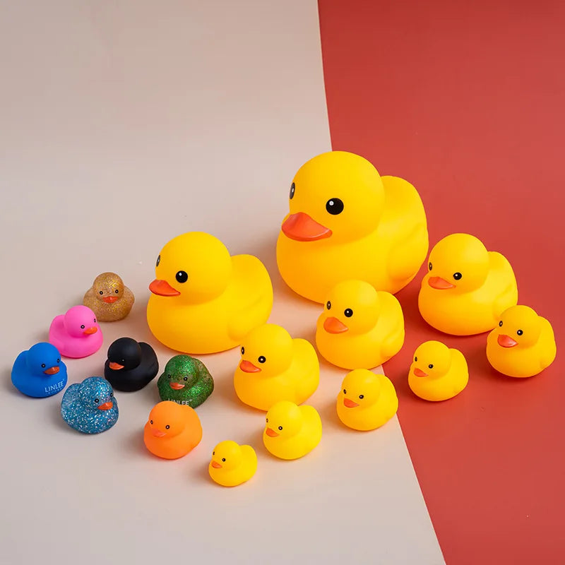 Cute Duck Baby Bath Toys Squeeze Animal Rubber Toy BB Duck Bathing Water Toy Race Squeaky Rubber Yellow Duck Toys for Kids Gifts