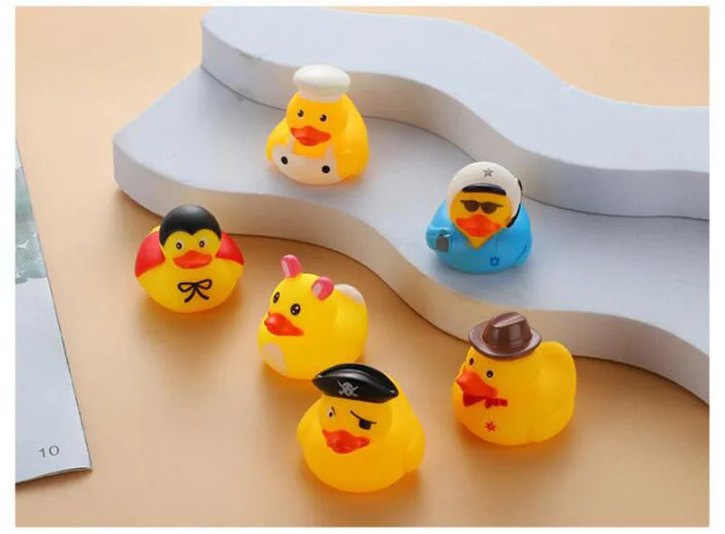 1pcs Baby Cute Duck Bath Toys Rubber Yellow Ducks Washing Swimming Toddler Toys Squeeze Sound Kids Wash Play Funny Gift