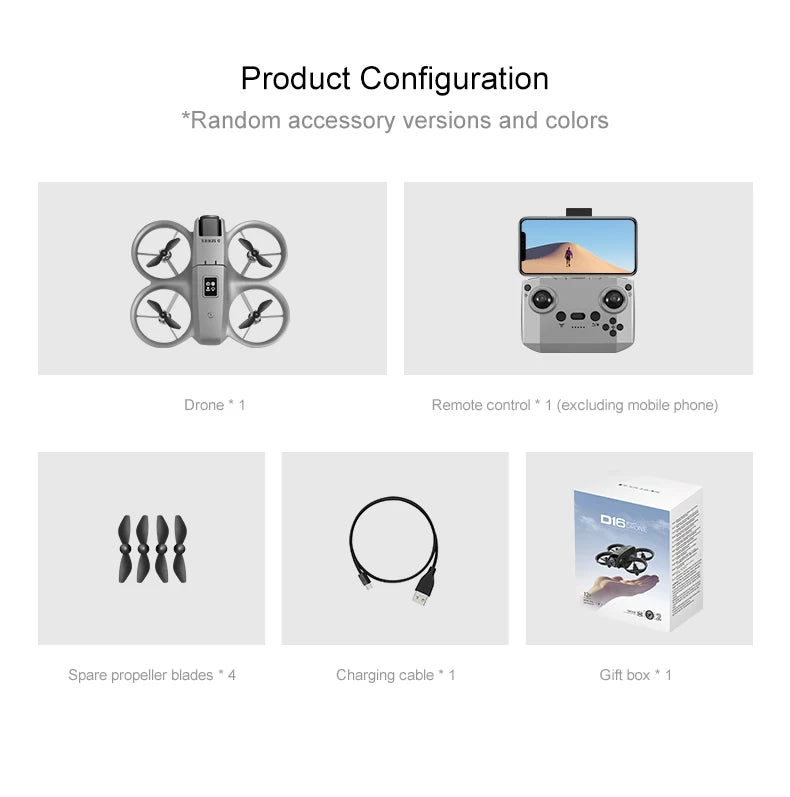 Xiaomi D16 Mini Drone with 180° Electric Adjustable 8K HD Camera WiFi Light Flow Drone Pocket Obstacle Avoidance Rc Quadcopter