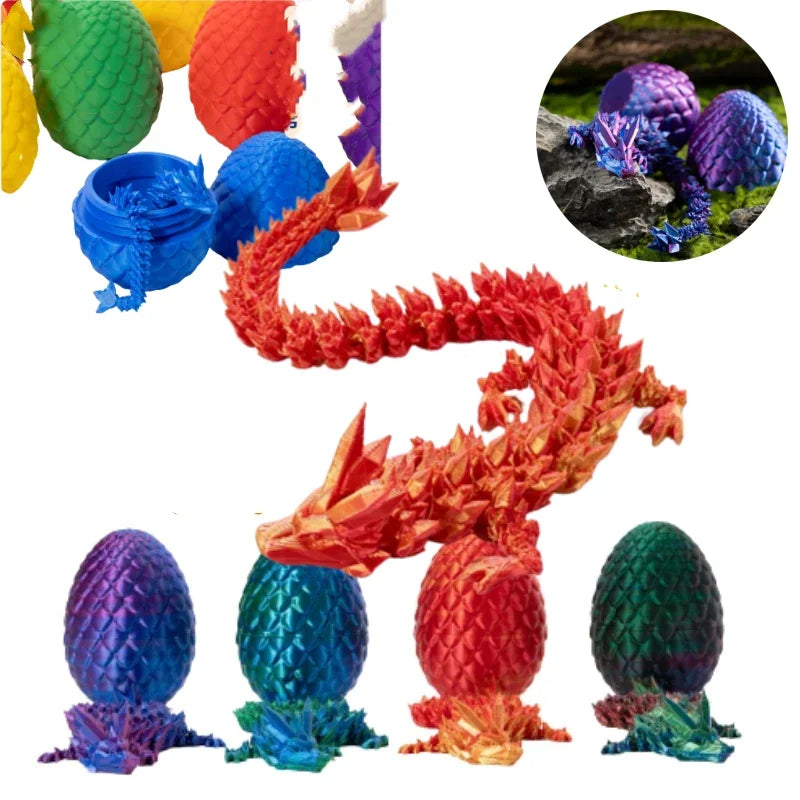 30cm 3D Printed Dragon in 13cm Egg Crystal Dragon with Dragon Egg Fun Home Office Decor Chinese Dragon Figurine for Kids Ages 6+