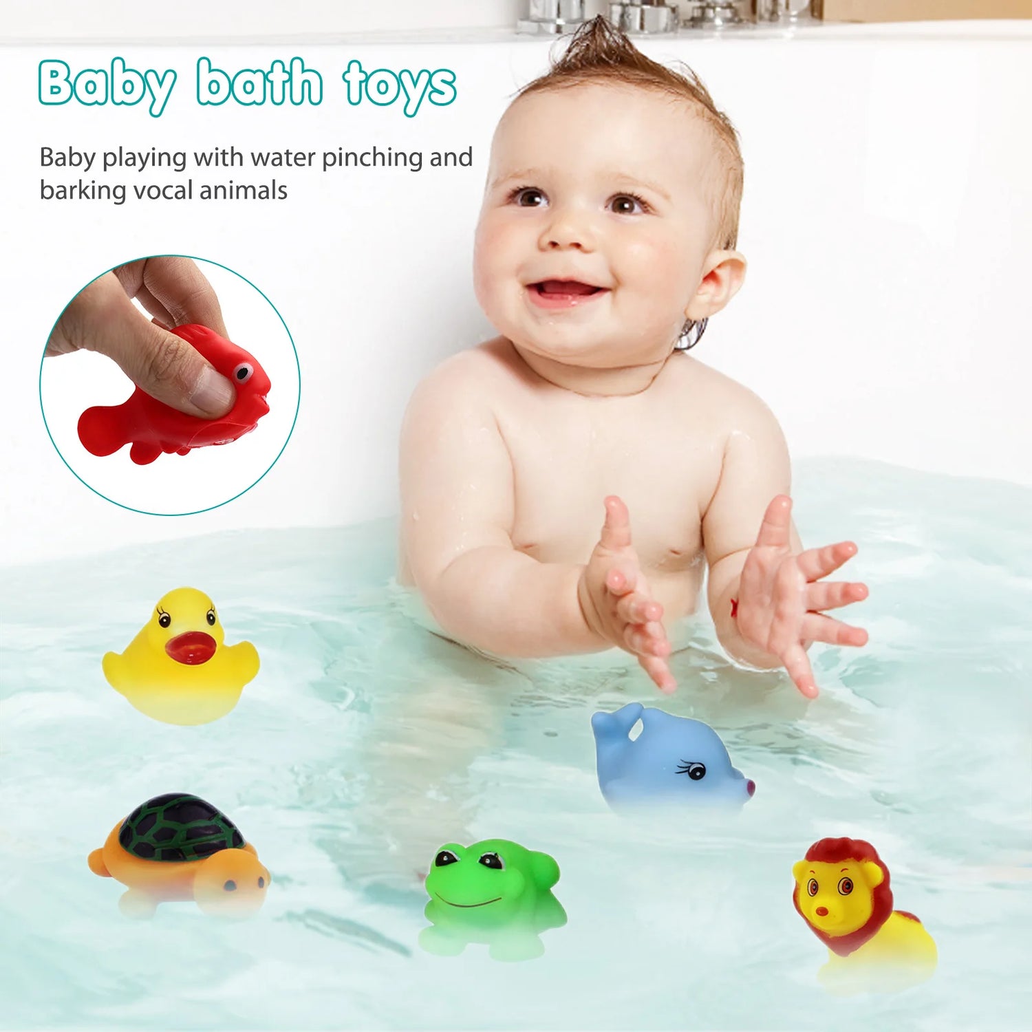 13pcs Animals Pinching Toys Cartoon Squeaky Vocal Animals Toy Funny Gift Kneading Vocalizing Toy Mini Bathtub Water Toys